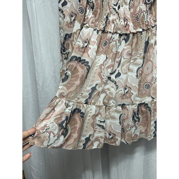 Aritzia wilfred women Sm tempest smocked babydoll mini dress Artsey Floral boho - Picture 3 of 9